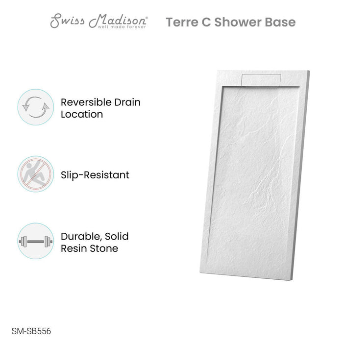 Swiss Madison Terre C Series 60" x 32" Reversible Drain Shower Base - SM-SB556