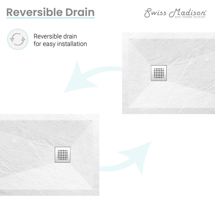 Swiss Madison Terre P Series 60" x 36" Reversible Drain Shower Base - SM-SB553