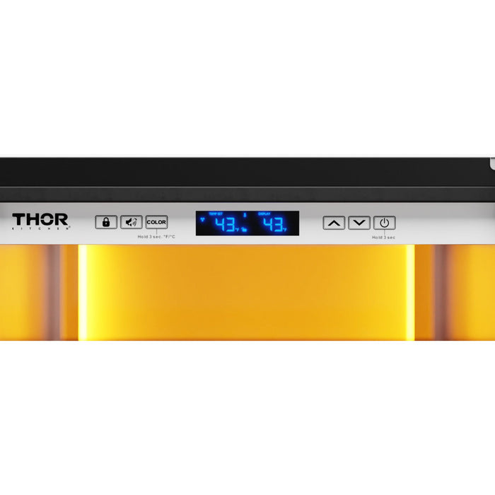Thor Kitchen 24" 45 Bottle Left Swing Wine Cooler with Backlight, TWC24UL