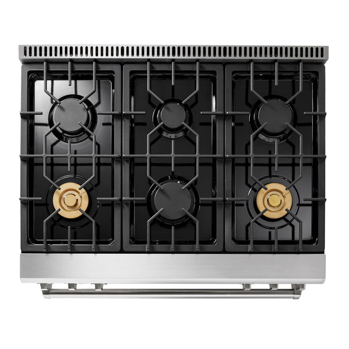 Thor Kitchen - 36 Inch Air Fry and Self-Clean Professional Gas Range - TRG3601