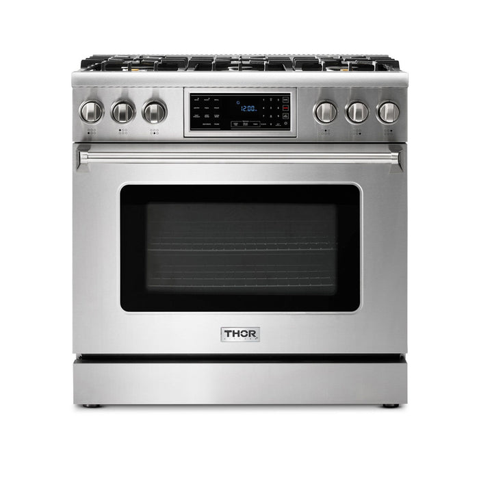 Thor Kitchen - 36 Inch Air Fry and Self-Clean Professional Gas Range - TRG3601