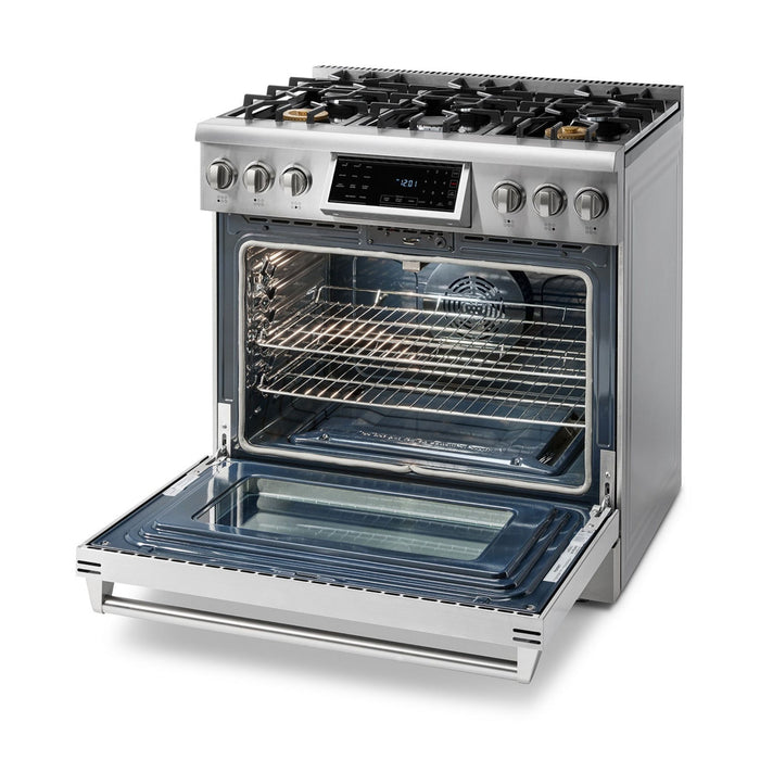 Thor Kitchen - 36 Inch Air Fry and Self-Clean Professional Gas Range - TRG3601