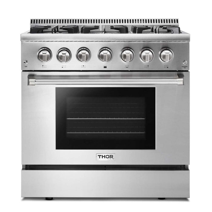 Thor Kitchen - 36 in. Propane Gas Burner/Electric Oven Range in Stainless Steel - HRD3606ULP