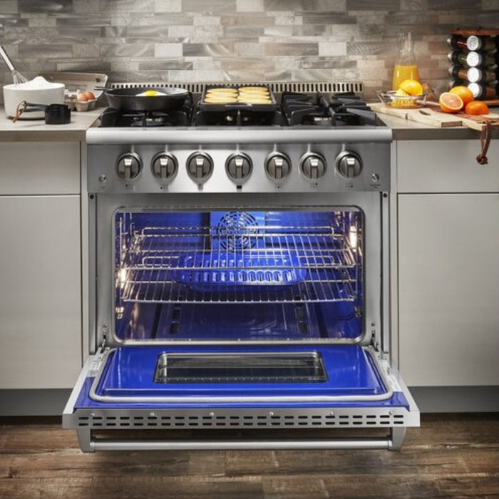 Thor Kitchen - 36 in. Propane Gas Burner/Electric Oven Range in Stainless Steel - HRD3606ULP