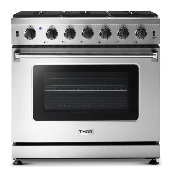 Thor Kitchen 36 in. 6.0 Cu. Ft Professional Natural Gas Range in Stainless Steel, LRG3601U