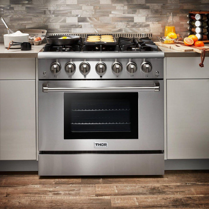 Thor Kitchen - 36 in. Professional Natural Gas Range in Stainless Steel - HRG3618U