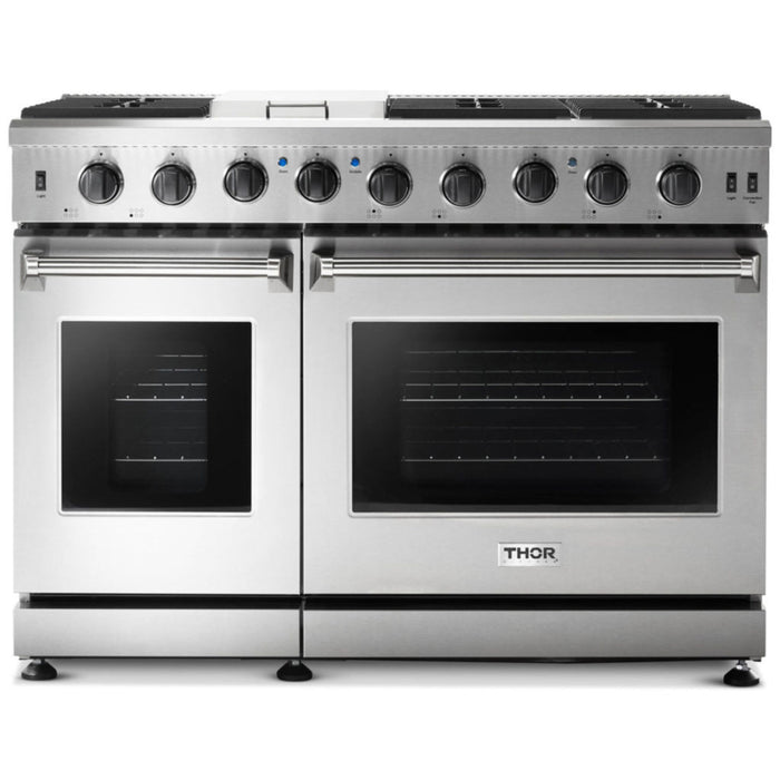 Thor Kitchen - 48 in. 6.8 cu. ft. Double Oven Propane Gas Range in Stainless Steel - LRG4807ULP