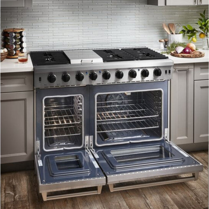 Thor Kitchen - 48 in. 6.8 cu. ft. Double Oven Propane Gas Range in Stainless Steel - LRG4807ULP