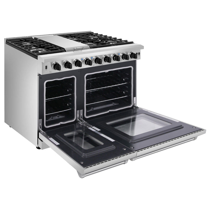 Thor Kitchen - 48 in. 6.8 cu. ft. Double Oven Propane Gas Range in Stainless Steel - LRG4807ULP