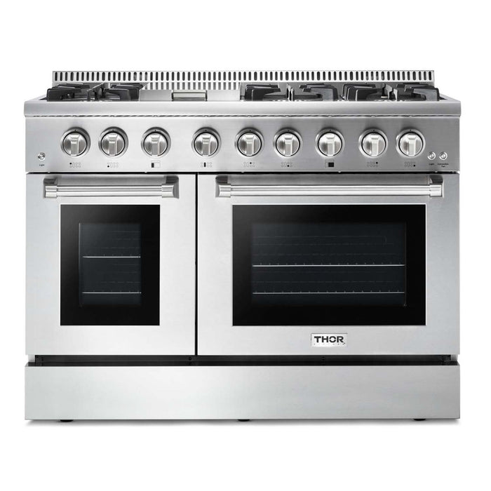 Thor Kitchen - 48 in. Propane Gas Burner/Electric Oven 6.7 cu. ft. Range in Stainless Steel - HRD4803ULP