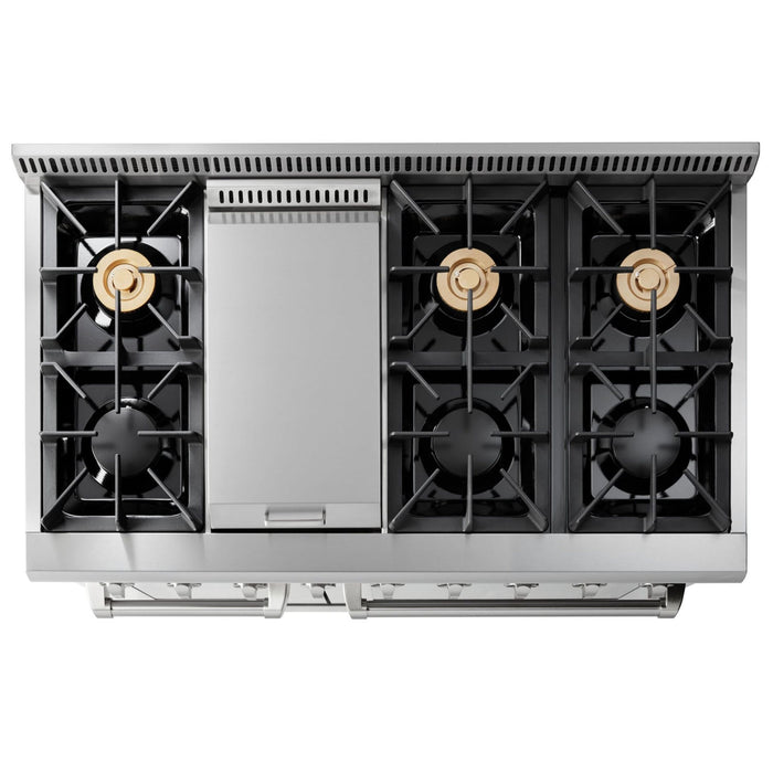 Thor Kitchen - 48 in. 6.7 cu. ft. Professional Natural Gas Range in Stainless Steel - HRG4808U