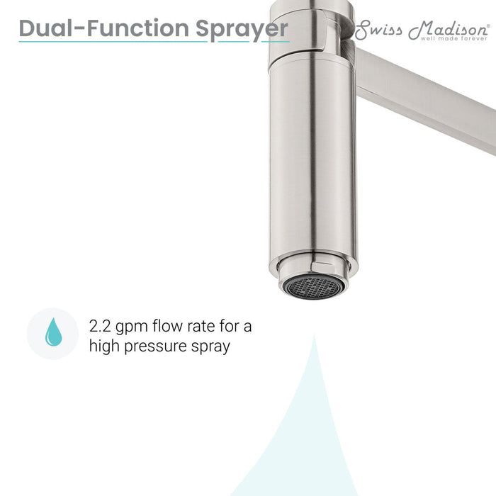 Swiss Madison Troyes Single Handle, Pull-Down Kitchen Faucet in Brushed Nickel - SM-KF75BN