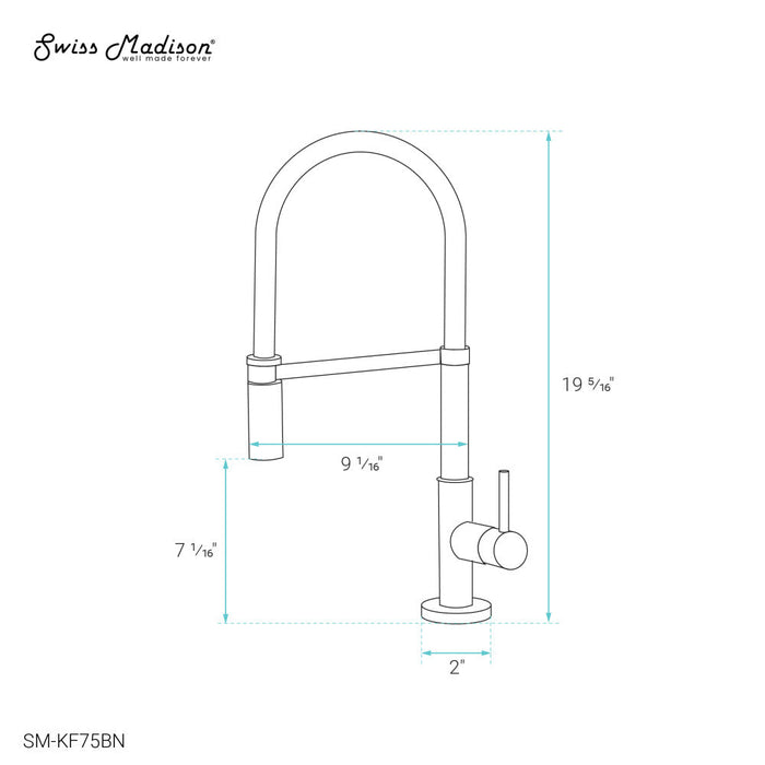 Swiss Madison Troyes Single Handle, Pull-Down Kitchen Faucet in Brushed Nickel - SM-KF75BN