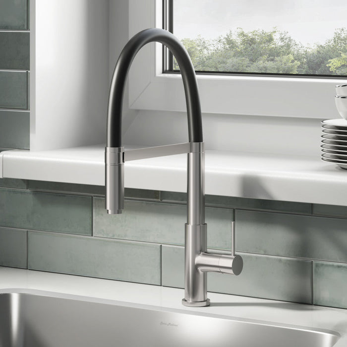 Swiss Madison Troyes Single Handle, Pull-Down Kitchen Faucet in Brushed Nickel - SM-KF75BN