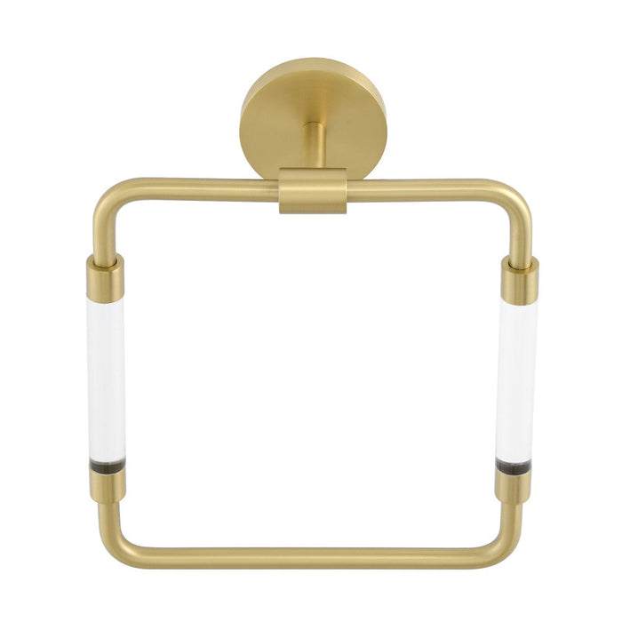 Swiss Madison Verre Acrylic Square Towel Ring in Brushed Gold - SM-ATR10BG