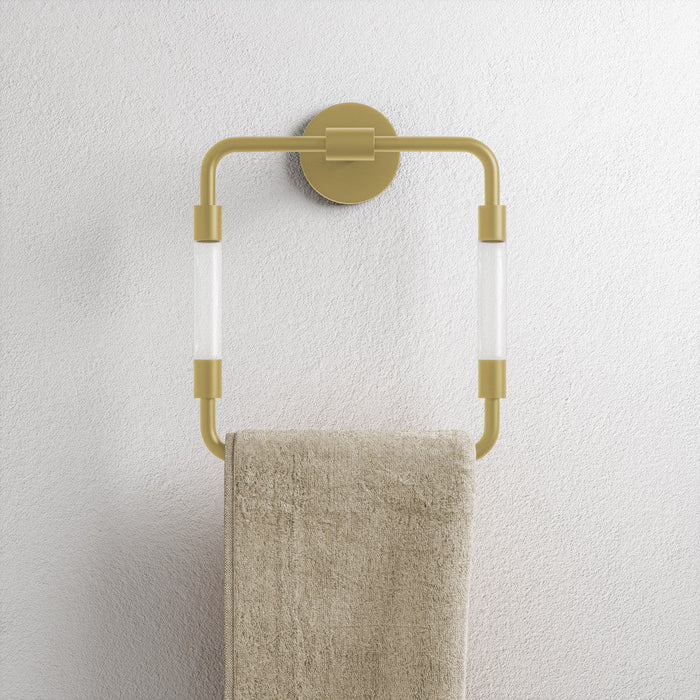 Swiss Madison Verre Acrylic Square Towel Ring in Brushed Gold - SM-ATR10BG