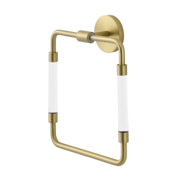 Swiss Madison Verre Acrylic Square Towel Ring in Brushed Gold - SM-ATR10BG