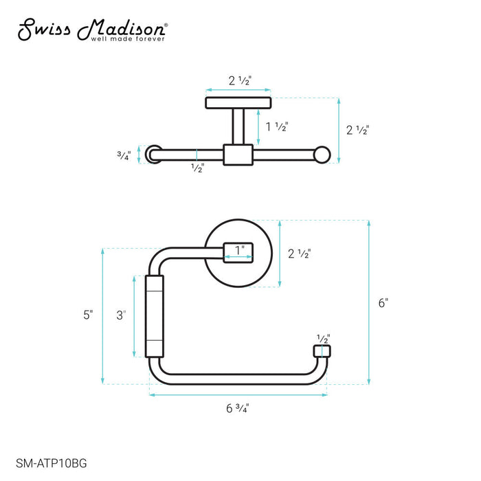 Swiss Madison Verre Acrylic Toilet Paper Holder in Brushed Gold - SM-ATP10BG