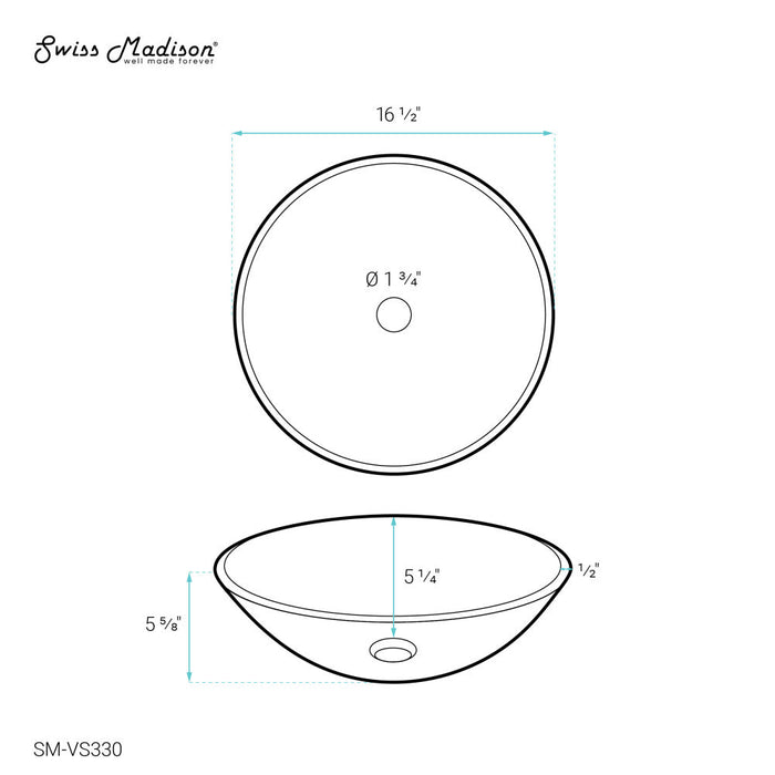 Swiss Madison Virage 16.5" Round Glass Vessel Sink - SM-VS330