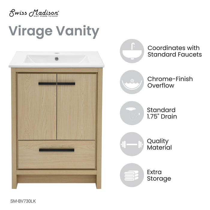 Swiss Madison Virage 24 Freestanding, Bathroom Vanity in Natural Oak - SM-BV730LK