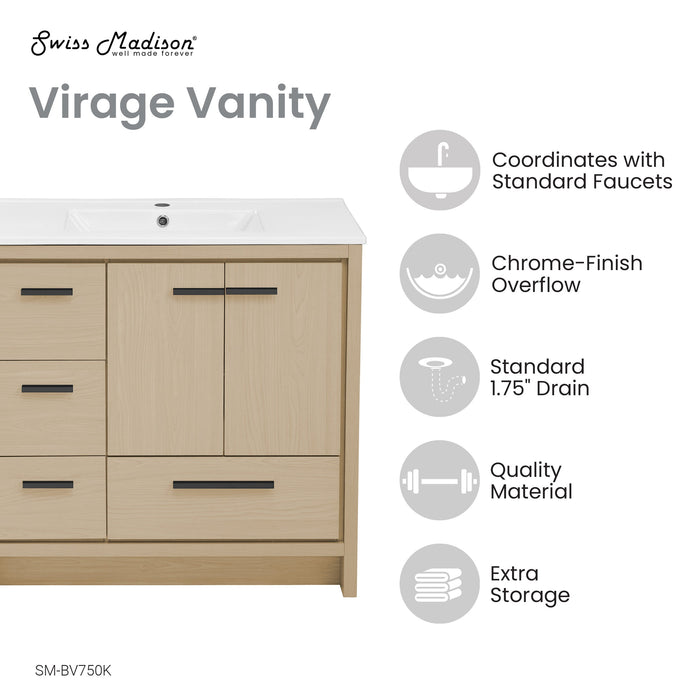 Swiss Madison Virage 36" Freestanding, Bathroom Vanity in Oak - SM-BV750K