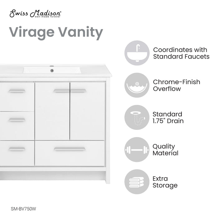 Swiss Madison Virage 36 Freestanding, Bathroom Vanity in White - SM-BV750W