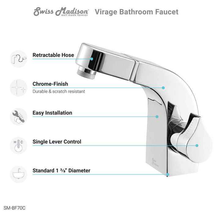 Swiss Madison Virage 7 Single Handle, Bathroom Faucet in Chrome - SM-BF70C