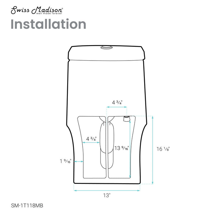 Swiss Madison Virage One-Piece Elongated Toilet Vortex Dual-Flush 1.1/1.6 gpf, Matte Black - SM-1T118MB