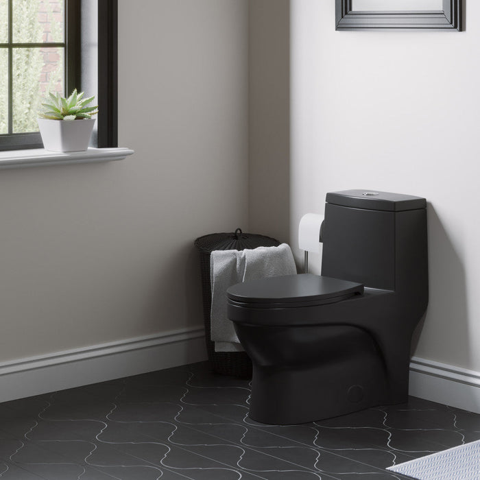 Swiss Madison Virage One-Piece Elongated Toilet Vortex Dual-Flush 1.1/1.6 gpf, Matte Black - SM-1T118MB