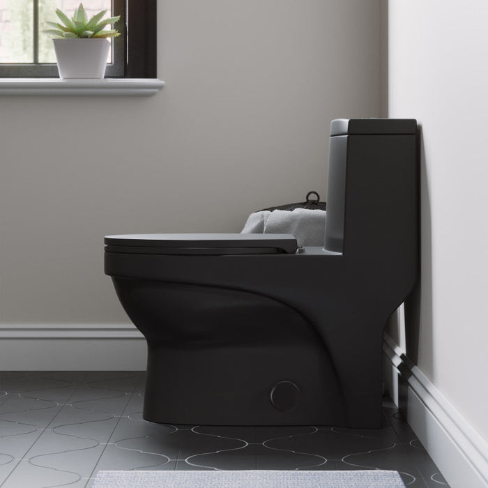 Swiss Madison Virage One-Piece Elongated Toilet Vortex Dual-Flush 1.1/1.6 gpf, Matte Black - SM-1T118MB