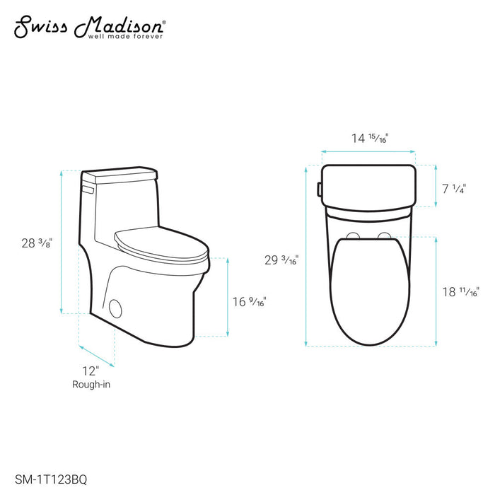 Swiss Madison Virage One Piece Elongated Left Side Flush Handle Toilet 1.28 gpf in Bisque - SM-1T123BQ