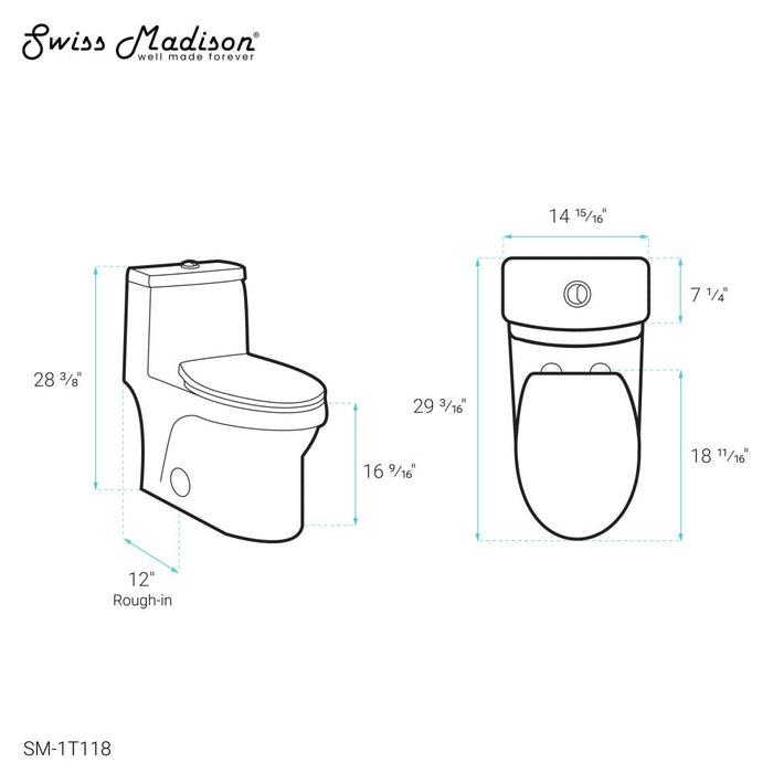 Swiss Madison Virage One-Piece Elongated Toilet Vortex Dual-Flush 1.1/1.6 gpf - SM-1T118