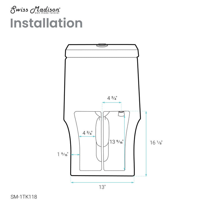 Swiss Madison Virage One Piece Elongated Toilet with Touchless Retrofit Dual Flush 1.1/1.6 gpf - SM-1TK118