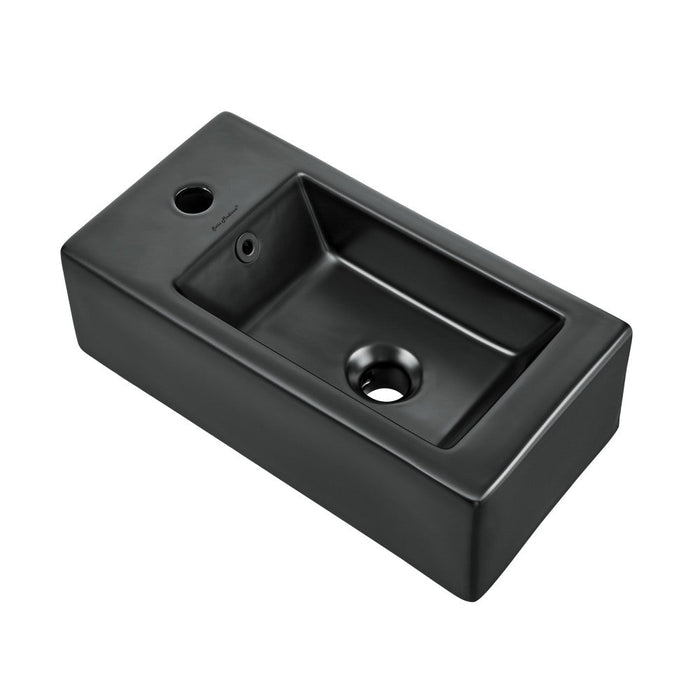 Swiss Madison Voltaire 19.5 x 10 Rectangular Ceramic Wall Hung Sink with Left Side Faucet Mount, Matte Black - SM-WS315MB