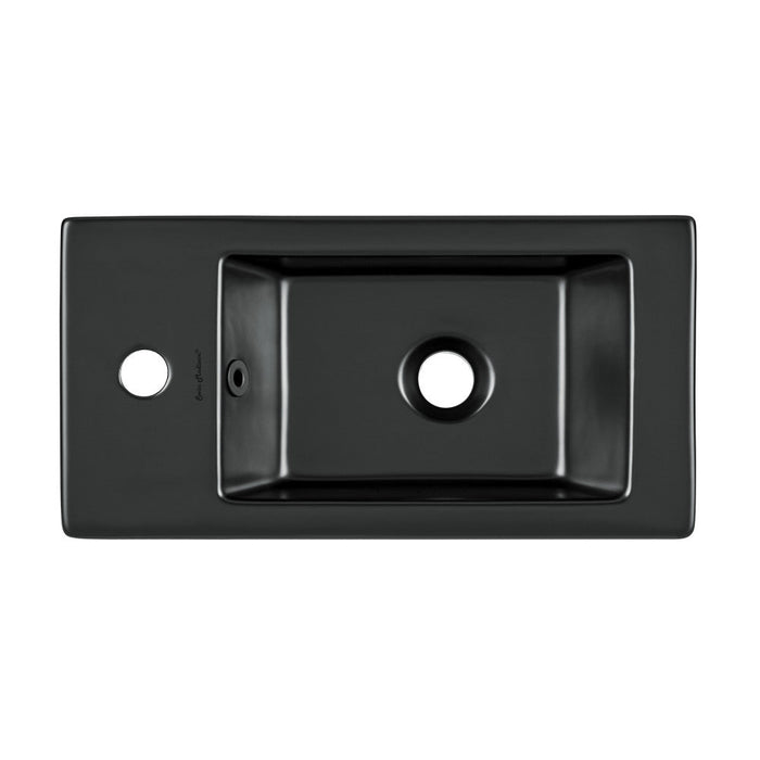 Swiss Madison Voltaire 19.5 x 10 Rectangular Ceramic Wall Hung Sink with Left Side Faucet Mount, Matte Black - SM-WS315MB