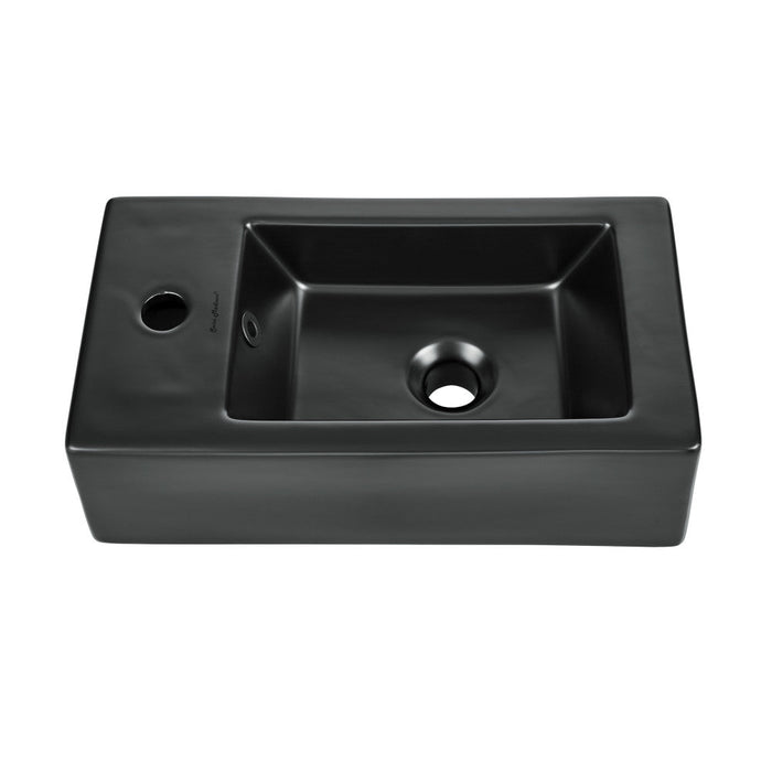 Swiss Madison Voltaire 19.5 x 10 Rectangular Ceramic Wall Hung Sink with Left Side Faucet Mount, Matte Black - SM-WS315MB