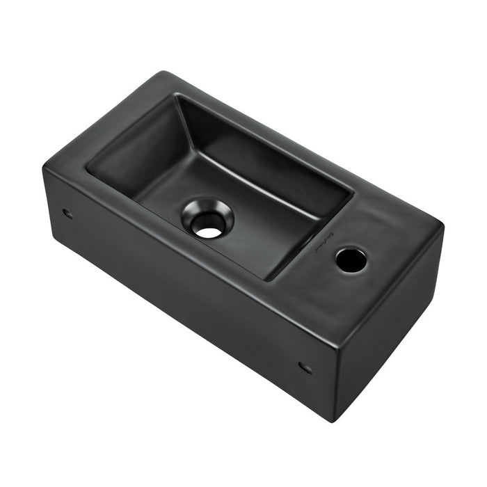 Swiss Madison Voltaire 19.5 x 10 Rectangular Ceramic Wall Hung Sink with Left Side Faucet Mount, Matte Black - SM-WS315MB