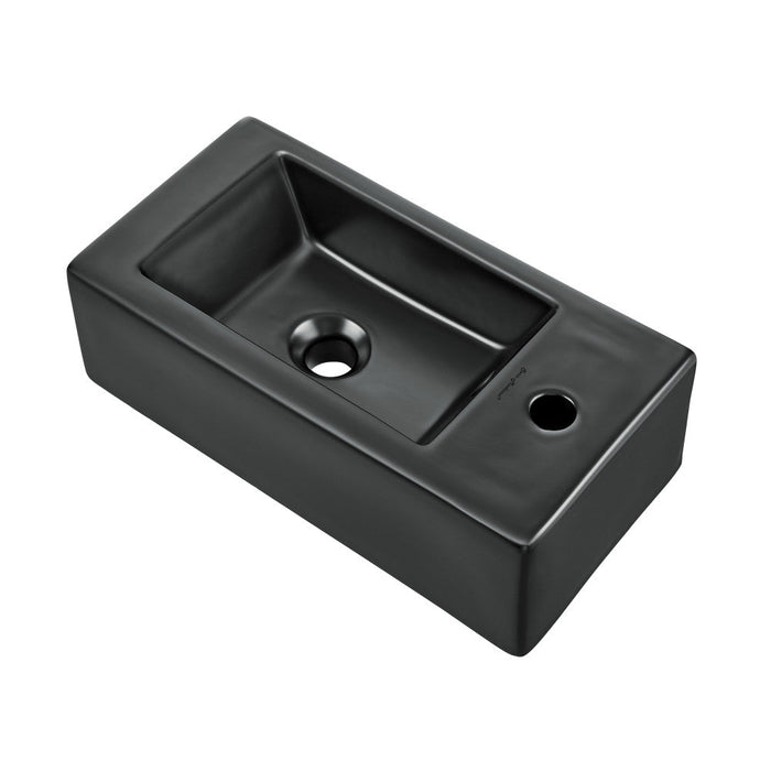 Swiss Madison Voltaire 19.5 x 10 Rectangular Ceramic Wall Hung Sink with Right Side Faucet Mount, Matte Black - SM-WS316MB