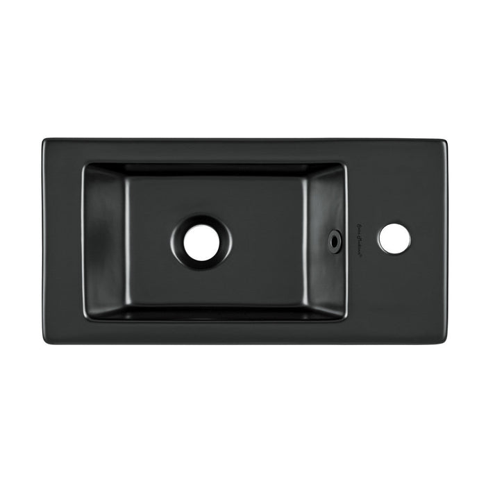 Swiss Madison Voltaire 19.5 x 10 Rectangular Ceramic Wall Hung Sink with Right Side Faucet Mount, Matte Black - SM-WS316MB