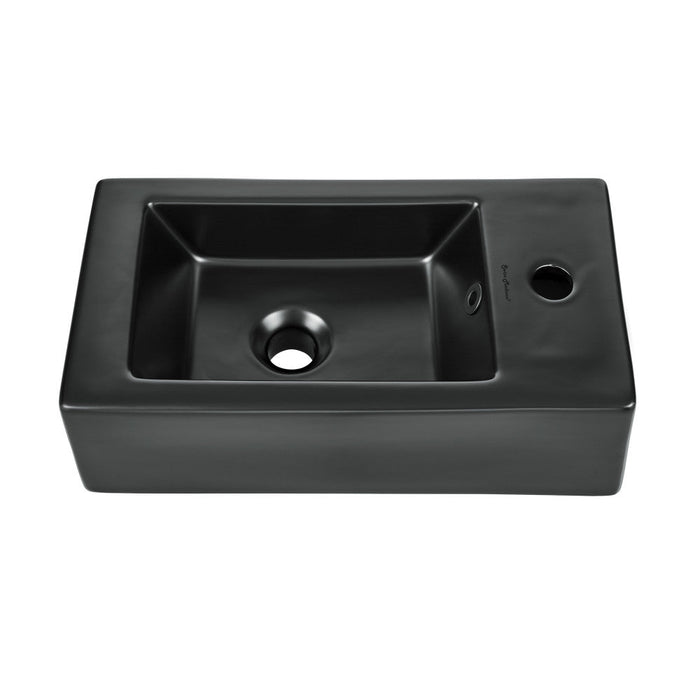 Swiss Madison Voltaire 19.5 x 10 Rectangular Ceramic Wall Hung Sink with Right Side Faucet Mount, Matte Black - SM-WS316MB