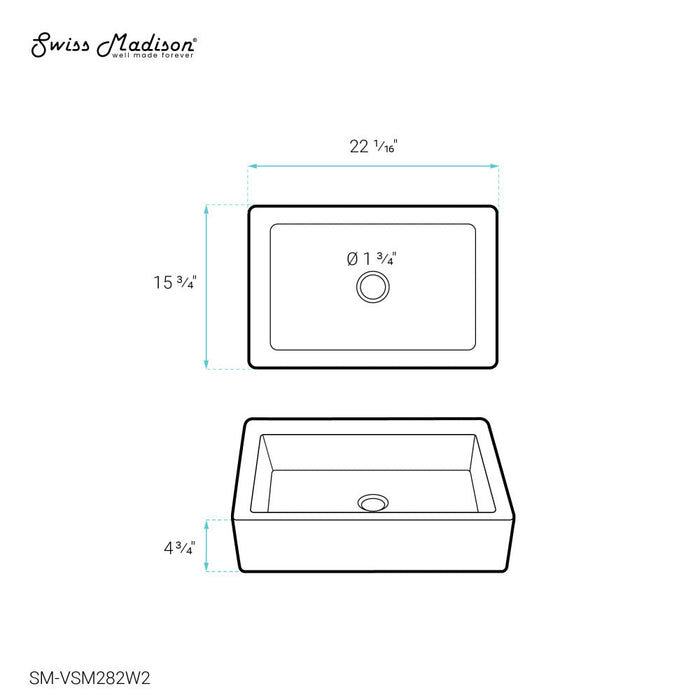 Swiss Madison Voltaire 22" Ceramic Vessel Bathroom Sink in Static White - SM-VSM282W2