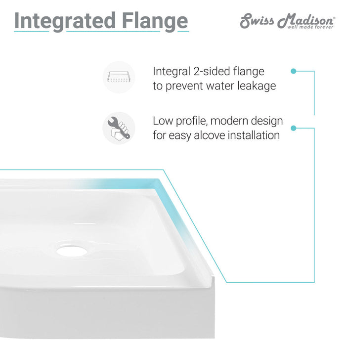 Swiss Madison Voltaire 32" x 32" Acrylic White, Single-Threshold, Center Drain, Neo-angle Shower Base - SM-SB536