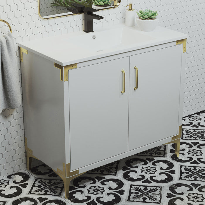 Swiss Madison Voltaire 36" Single, Bathroom Vanity in White with Gold Hardware - SM-BV320