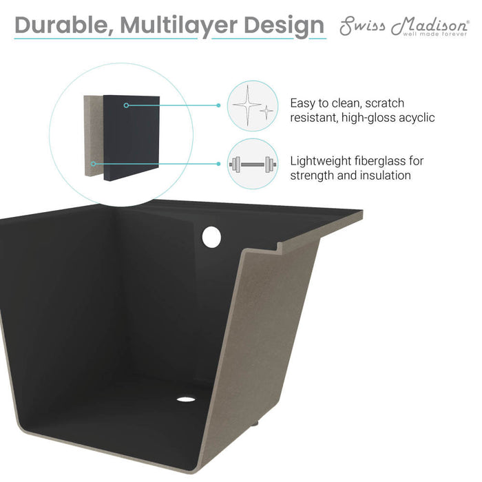 Swiss Madison Voltaire 48" x 32" Left-Hand Drain Alcove Bathtub in Matte Black - SM-DB561MB