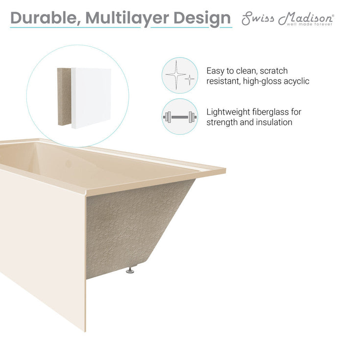 Swiss Madison Voltaire 48" x 32" Left-Hand Drain Alcove Bathtub with Apron in Bisque - SM-AB552BQ