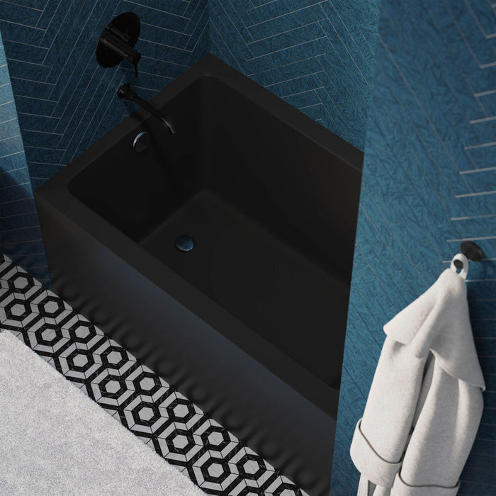 Swiss Madison Voltaire 48" x 32" Left-Hand Drain Alcove Bathtub with Apron in Matte Black - SM-AB552MB