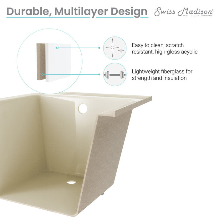 Swiss Madison Voltaire 48" x 32" Right-Hand Drain Alcove Bathtub in Bisque - SM-DB562BQ