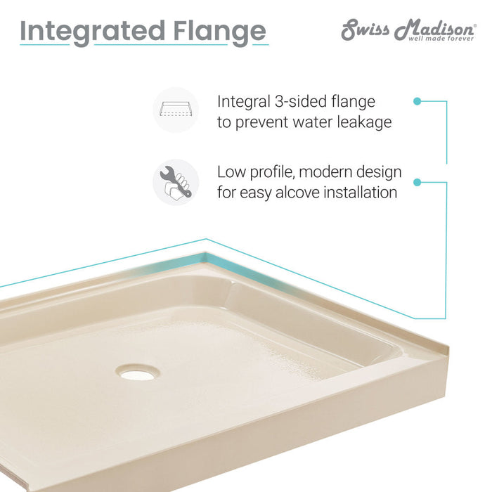 Swiss Madison Voltaire 48" x 36" Single-Threshold, Center Drain, Shower Base in Bisque - SM-SB510V