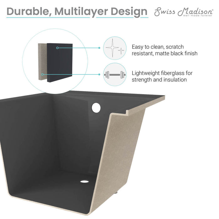 Swiss Madison Voltaire 48" x 32" Reversible Drain Drop-In Bathtub in Matte Black - SM-DB571MB