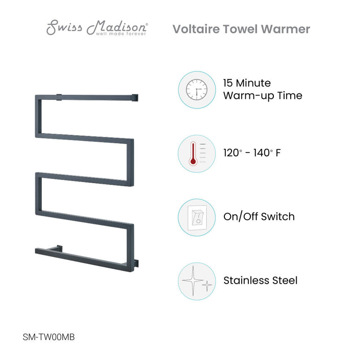 Swiss Madison Voltaire 5-Bar Electric Towel Warmer in Matte Black - SM-TW00MB